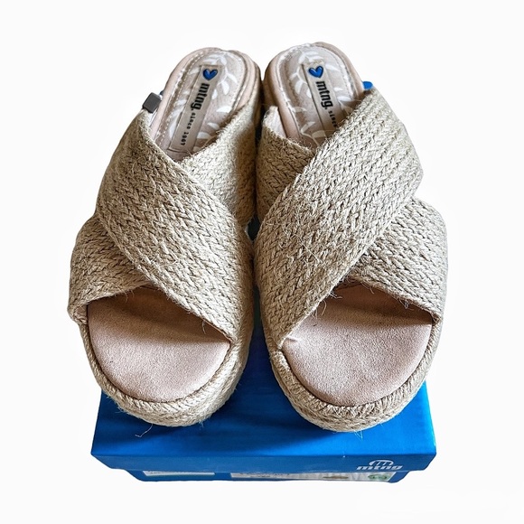 NIB Natural Jute Espadrilles Slides by MTNG SHOES Size 40 - Picture 4 of 9